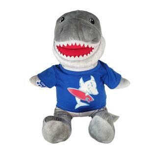 Build A Bear Shark Plush Stuffed Animal 16 Inch With Blue Surfboard Shirt 2018